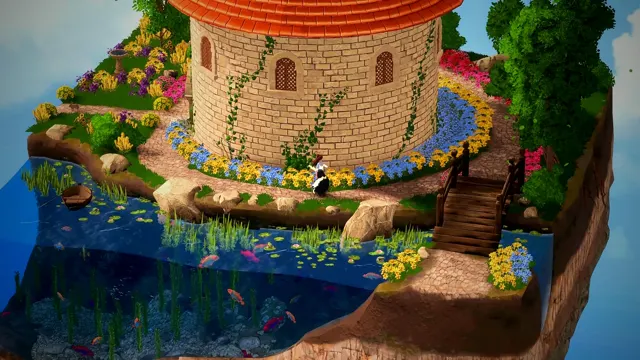 The castle garden in summer, thick with flowers.